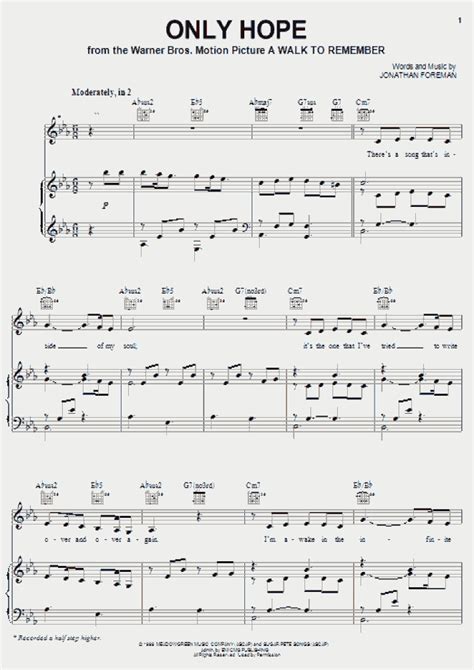 Only Hope Piano Sheet Music | OnlinePianist