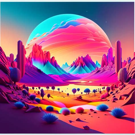 Cartoon Landscape with River and Mountains at Night. Vector Illustration Stock Illustration ...