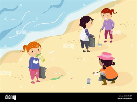 Kids picking up trash beach hi-res stock photography and images - Alamy