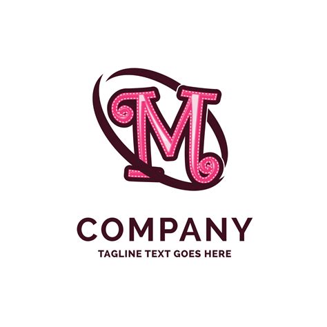 M Company Name Design Pink Beautity Logo Design. Logo Template. Brand ...