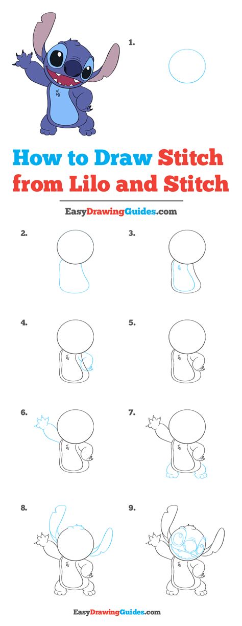 How To Draw Stitch From Lilo And Stitch Step By Step Stitch Drawing ...