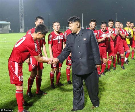 Kim Jong-un watches North Korean football match from comfort of the commentary box | Daily Mail ...