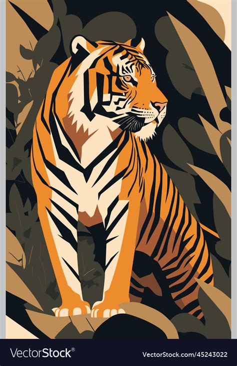 Tiger in flat style for poster wall art decor boho