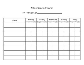 Printable Child Care Forms - Attendance Records