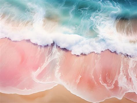 Premium Photo | Aerial view of a pink sand beach with sea waves ai ...