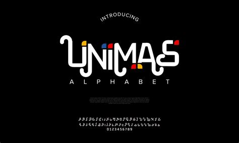 Unimas abstract digital technology logo font alphabet. Minimal modern ...