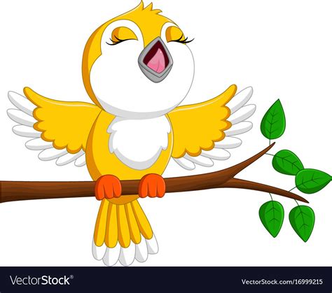 Cute bird singing Royalty Free Vector Image - VectorStock