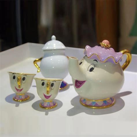 2019 Beauty And The Beast Tea Set Mrs Potts Teapot Chip Cup Sugar Bowl Pot Set Coffee Kettle ...