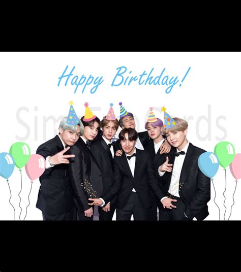 BTS, Army, BTS Birthday Card, Digital Birthday Card, RM, Suga, J-hope, V, Jimin, Jin, Jungkook ...