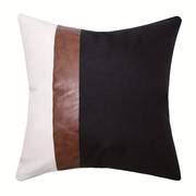 Square Faux Leather Linen Throw Pillow Covers Living Room - Temu