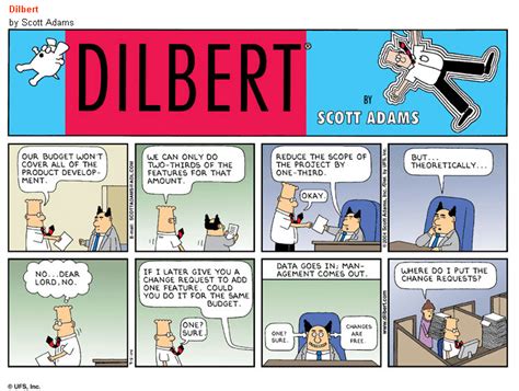 Dilbert on change requests | Work humor, Dilbert cartoon, Office humour