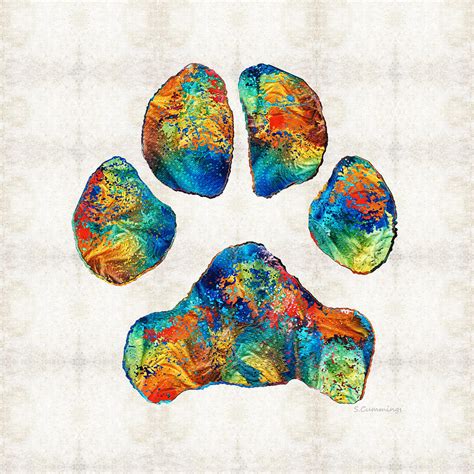 Colorful Dog Paw Print by Sharon Cummings Painting by Sharon Cummings - Pixels Merch