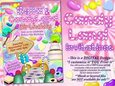 Pin by Christina Washington on Party ideas | Candyland invitations, Candyland birthday