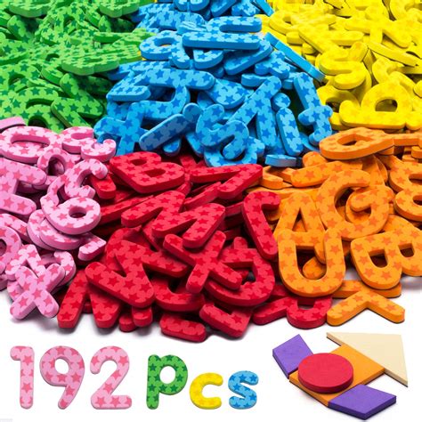 Buy 192 Pcs Magnetic Letters Numbers 9 Color(With Pattern Blocks,Symbols) Foam Set, Alphabet ...