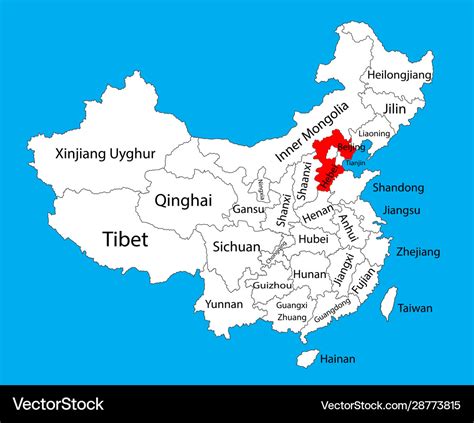 Hebei province map china map Royalty Free Vector Image