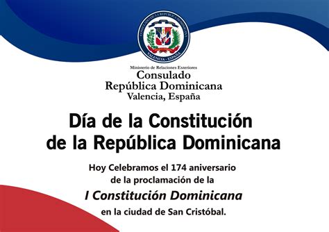 Día de la Constitución de la República Dominicana - Consulado de la República Dominicana en Valencia