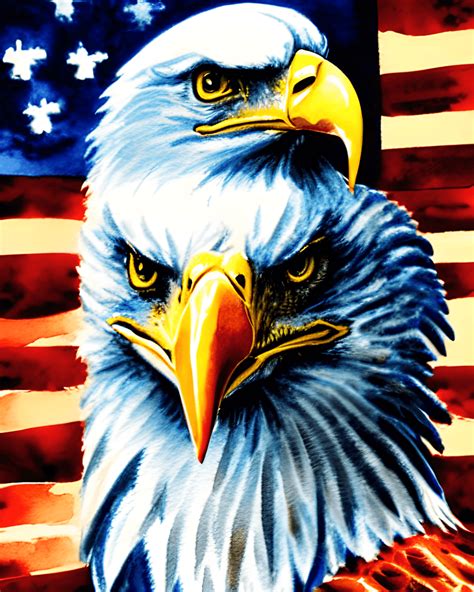 Bald Eagle American Flag Fire Ice Painting · Creative Fabrica