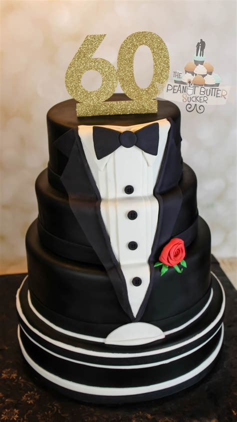 60th birthday tuxedo cake | 60th birthday cake for men, Birthday cakes for men, Cool birthday cakes