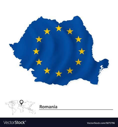 Map of romania with european union flag Royalty Free Vector