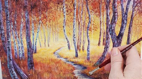 Autumn Forest Path Landscape Acrylic Painting LIVE Tutorial - YouTube