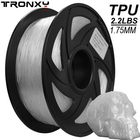 Flexible TPU 3D Printers Filament, 1.75mm,Color is Clear, Accuracy +/- 0.05mm, Net Weight 1KG(2 ...