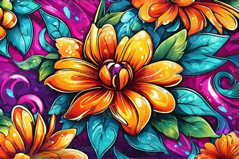 Flower Graffiti Wallpaper, Graffiti Background, Floral Graffiti Pattern ...