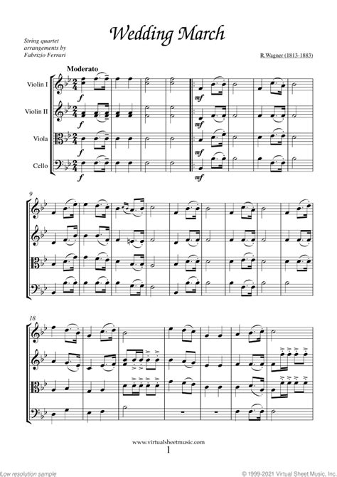 Wedding Sheet Music for string quartet (PDF-interactive)