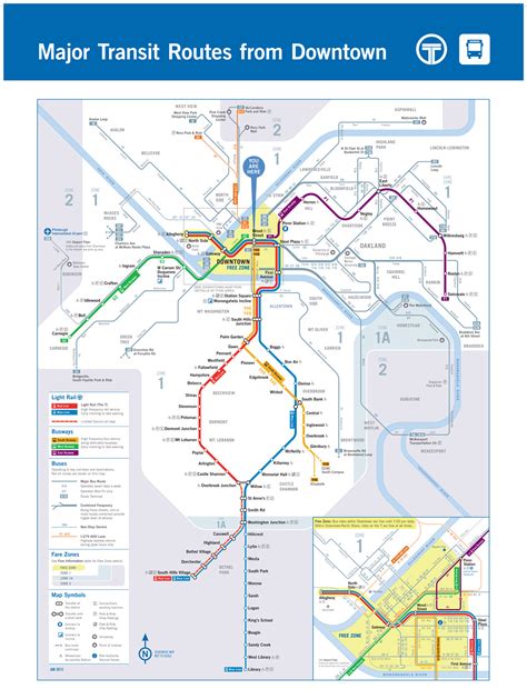 Pittsburgh Train/Busway Map. T-Train - A light... - Maps on the Web