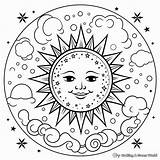 Sun And Moon Together Coloring Pages sketch template