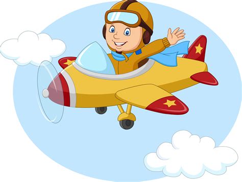 Cartoon little boy operating a plane 5161906 Vector Art at Vecteezy