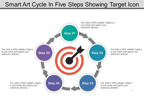 Smart Art Cycle In Five Steps Showing Target Icon | PowerPoint Presentation Images | Templates ...