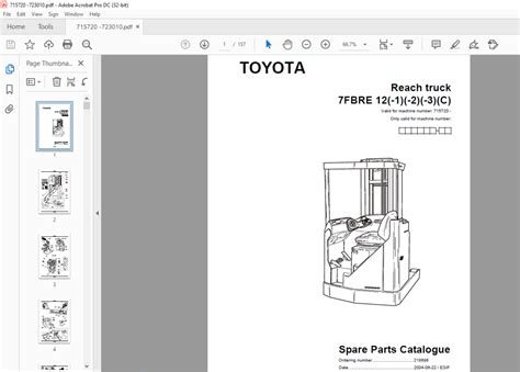 Toyota Forklift 7FBRE 12(-1)(-2)(-3)(C) Reach truck Spare Parts Catalogue Manual 715720 - PDF ...