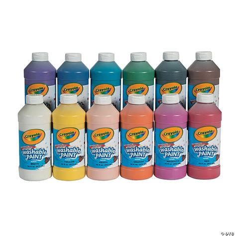 16-oz. Crayola® Washable Assorted Colors Paint - Set of 12 | Oriental Trading