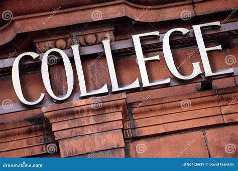 College Sign, Building, Campus Entrance Stock Photo - Image: 56426639