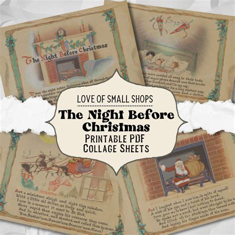 The Night Before Christmas Vintage Book Pages Digital Download Collage ...