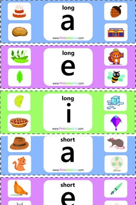 Free Printable Vowels Charts for kindergarten & preschool with pictures ...