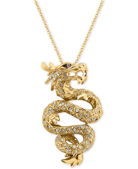 Effy Collection Diamond Dragon Pendant Necklace (5/8 Ct. T.w.) In 14k ...