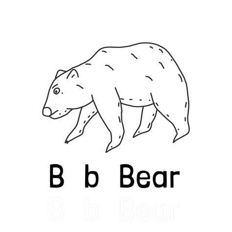 Alphabet letter b for bear coloring page, coloring animal illustration 8075243 Vector Art at ...