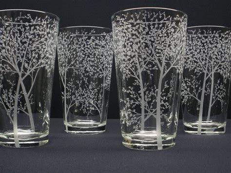 4 Pint Glasses Hand Engraved . 'Branches and by daydreemdesigns | Glass engraving, Laser ...