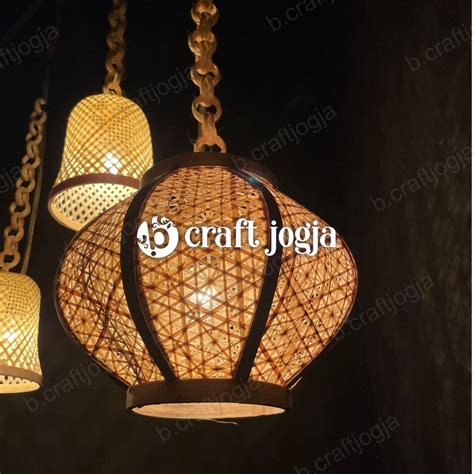 Kap Lampu Gantung Bambu Lampu Dekorasi Model Lampion Kerajinan Anyaman Bambu | Lazada Indonesia