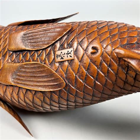 A charming Japanese wood carving of a carp - Kevin Page Antiques