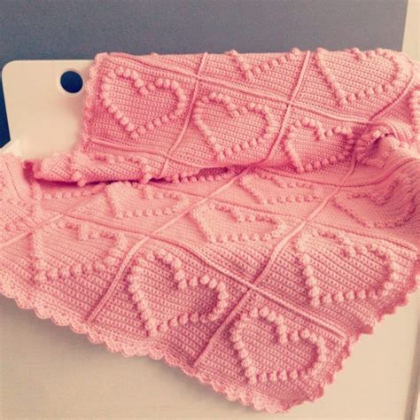 Crochet Bobble Heart Pattern Granny Square Video Tutorial Heart Blanket ...