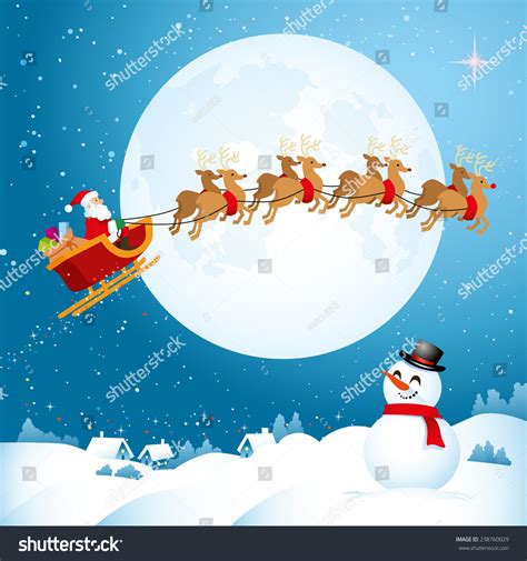 Santa Flying Across Night Sky Stock Vector (Royalty Free) 238760029 | Shutterstock