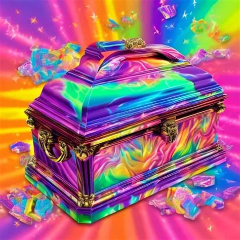 Casket in the style of Lisa frank