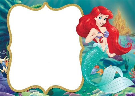 Updated! Free Printable Ariel the Little Mermaid Invitation Template | FREE Invitation Templates ...