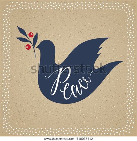 Peace Dove Branch Merry Christmas Winter Stock Vector (Royalty Free ...