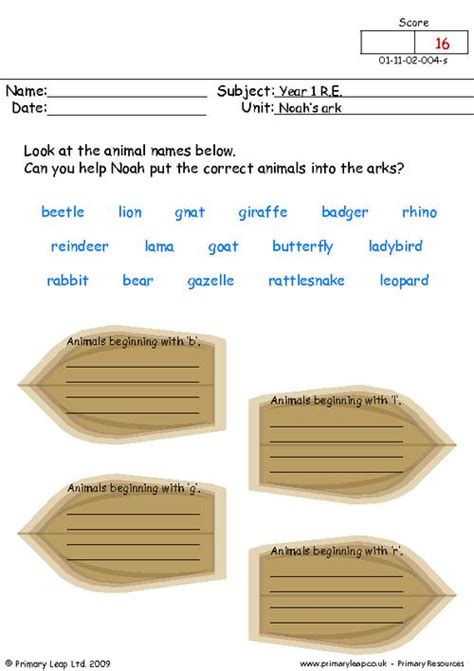 Religious Education: The Flood | Worksheet | PrimaryLeap.co.uk