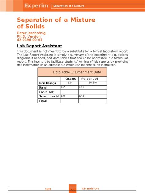 Separation of A Mixture of Solids | PDF