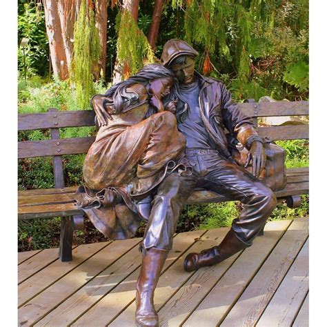 Famous sculptor george lundeen park bench bronze couple sculpture