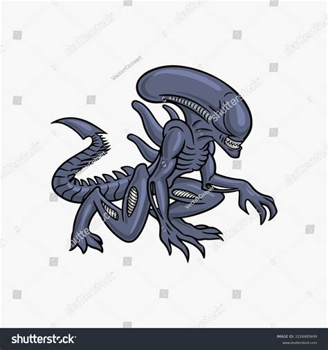 Xenomorph Vector Illustration Cartoon Clipart: เวกเตอร์สต็อก (ปลอดค่า ...